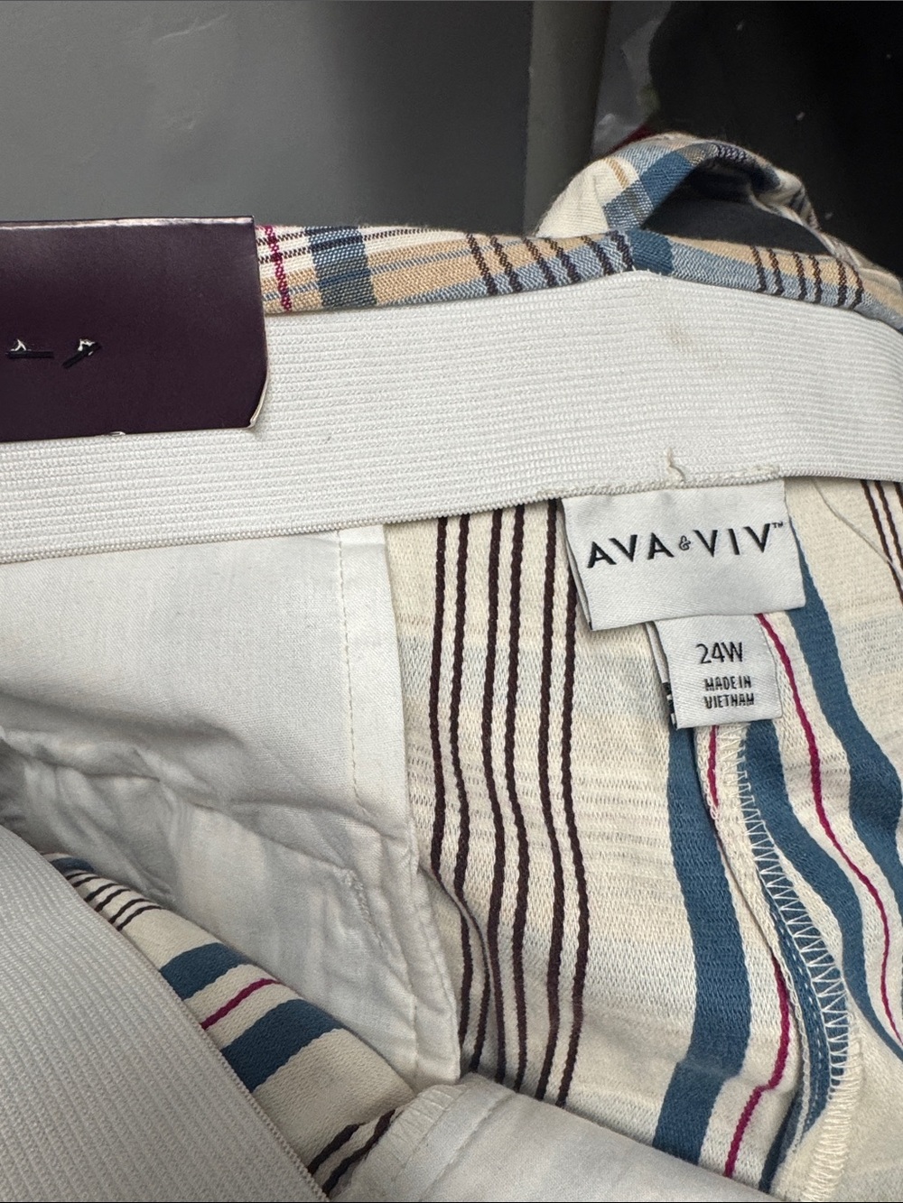 Plus Size Plaid Pants and jacket set - Cream & Blue - Picture 7 of 8